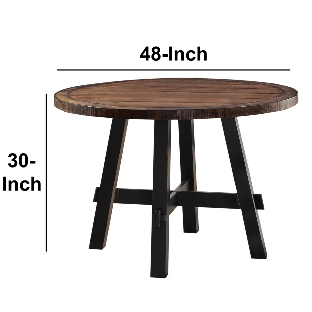 Cottage Style Round Wooden Dining Table Brown- Saltoro Sherpi