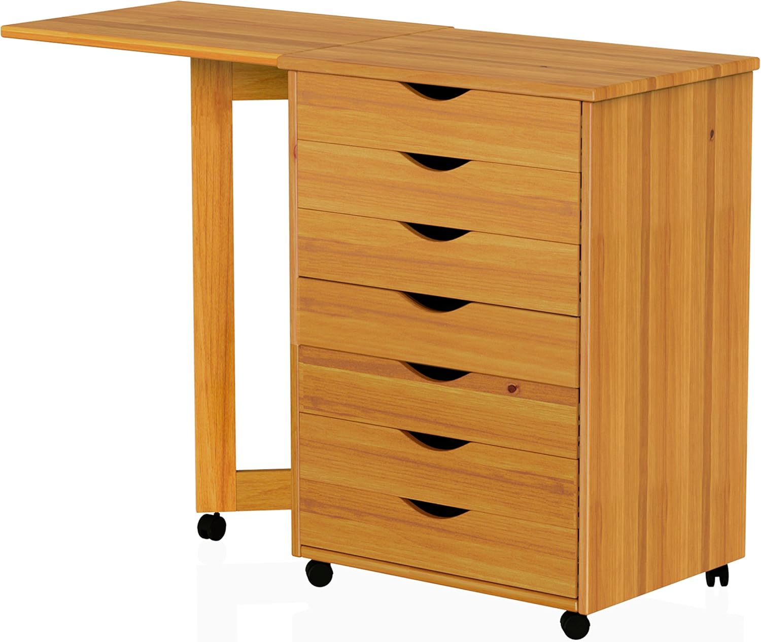 ADEPTUS 6 Drawer Roll Cart Solid Wood, Black
