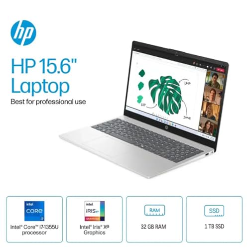 HP 15.6 Touchscreen Business Laptop, 15.6" FHD Touch Display, Intel 13th Gen i7-1355U, 32 GB DDR4 RAM, 1 TB SSD, Iris Xe Graphics, Fast Charge