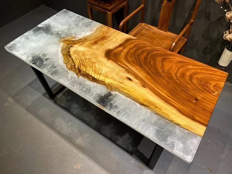 Personalized Large EPOXY Table, Resin Dining Table for 2, 4, 6, 8 River Dining Table, Wood Epoxy Coffee Table Top, Living Room Table (without Stand