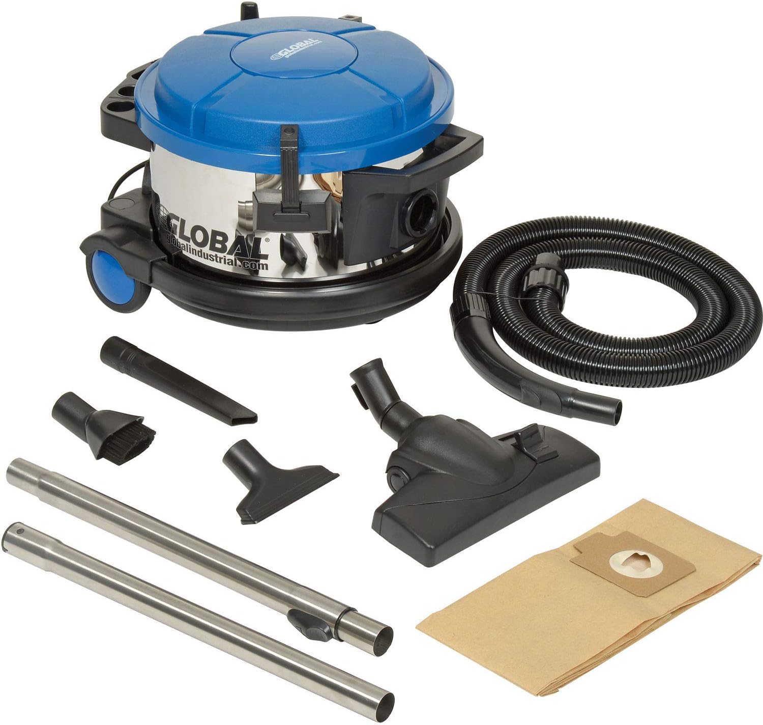 Global Industrial 4 Gallon HEPA Canister Vacuum, Stainless Steel