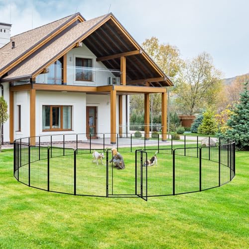 Dog Playpen Outdoor Extra Wide 12 Panels Heavy Duty Anti-Rust Coating-Strengthened Dog Fence 40" Height with Doors Portable for RV Camping Yard