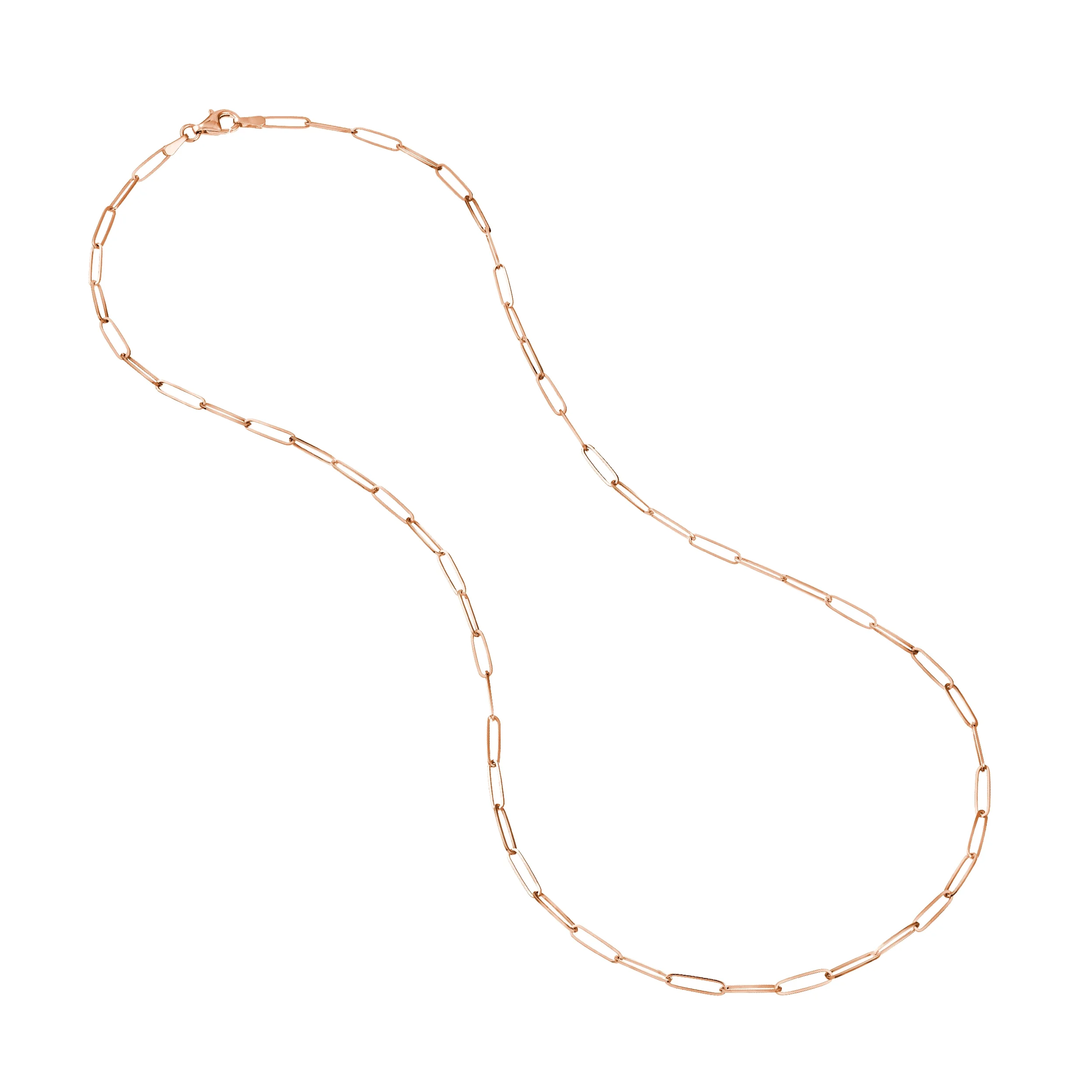 SZUL Women's 14K Solid Rose Gold Paperclip Necklace - 16 inch