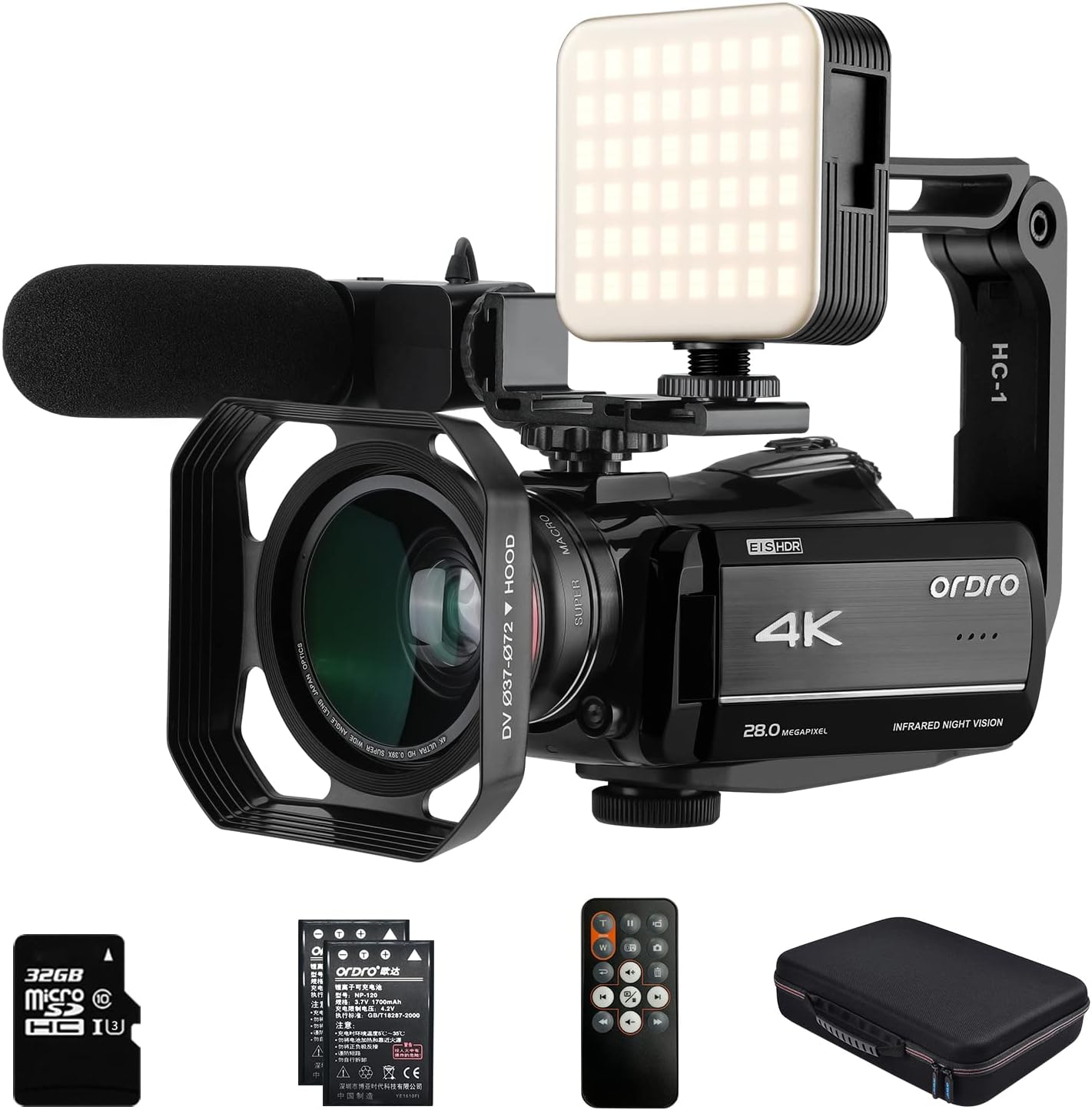 4K Video Camcorder ORDRO AZ30 1080P 60FPS Camera for YouTube, UHD 3'' IPS Screen 30X Zoom Infrared Night Vision Camcorder