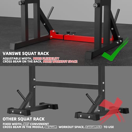 VANSWE Squat Rack for Home Gym, Weight Lifting Bench Press Rack, Fitness Adjustable Barbell Stand