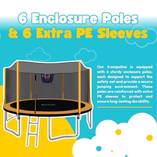 SkyBound Trampoline with Safety Enclosure Net - 10ft 12ft 14ft 15ft 16ft Large Outdoor Backyard ASTM Approved Trampolines for Kids & Adults