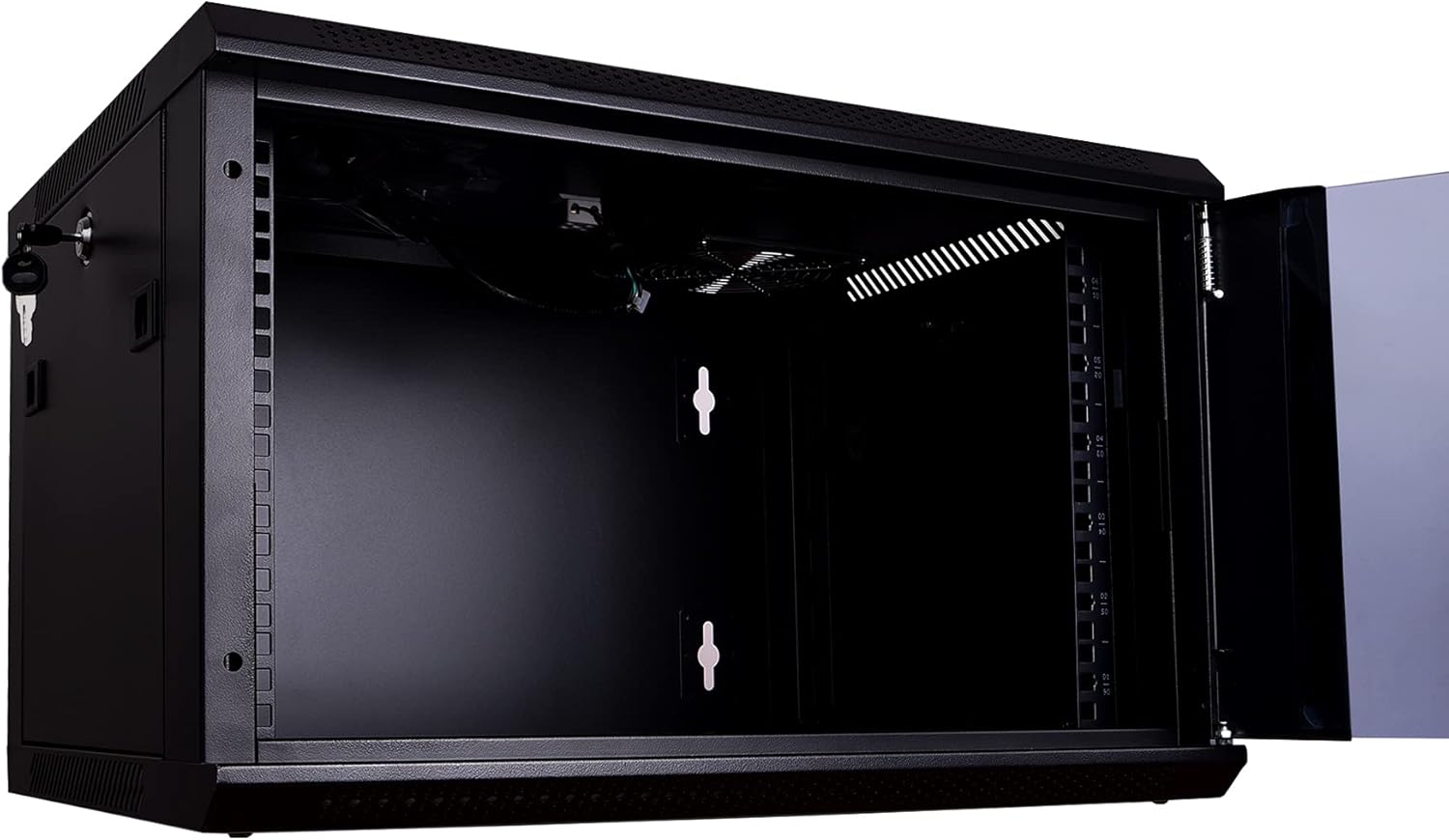 RackPath 9U Performance Wall Mount Server Cabinet Network Rack Enclosure, Quiet Cooling Fan, Locking Glass Door, Black