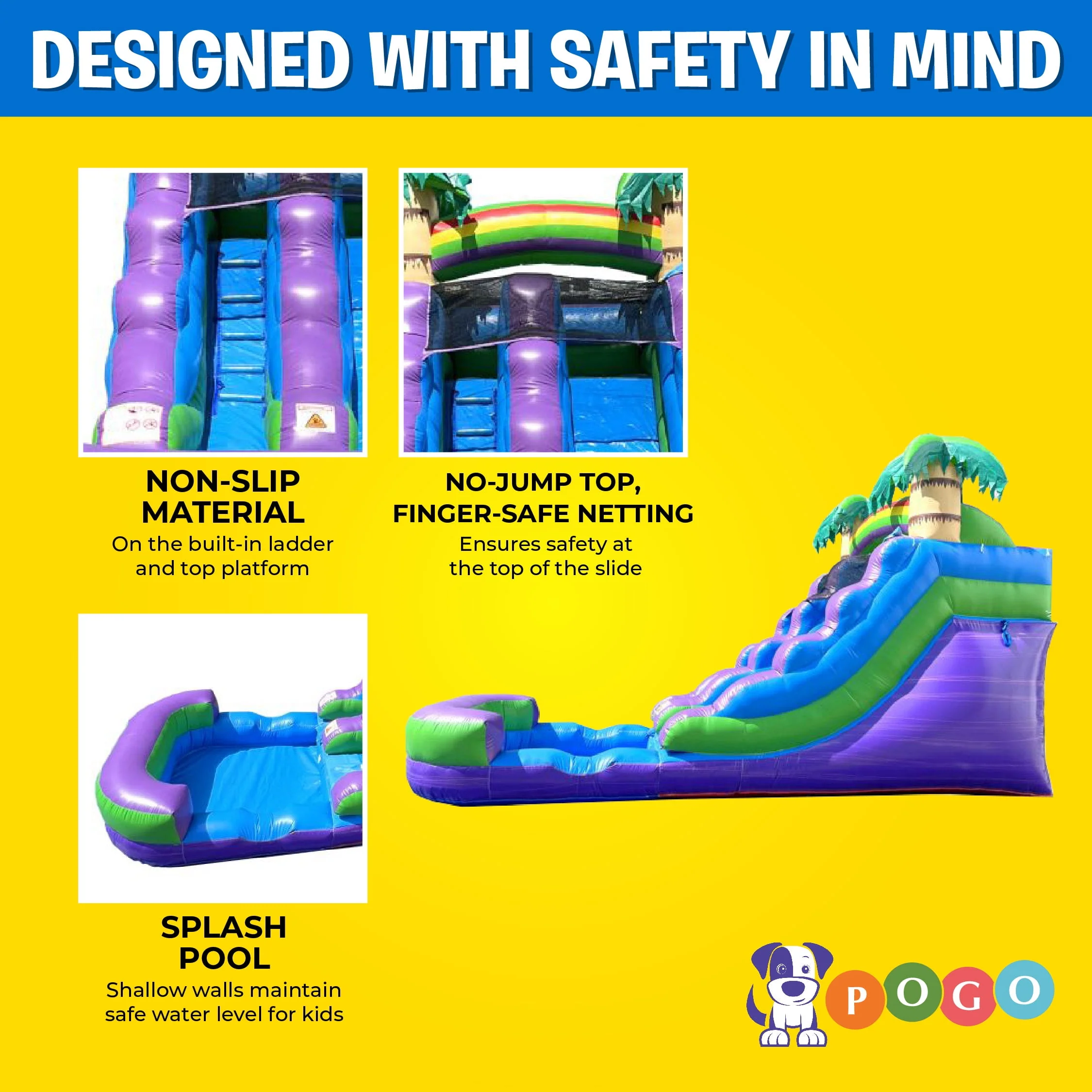 Pogo Bounce House Crossover Kids Inflatable Water Slide, Pink Unicorn with Blower, 12 ft