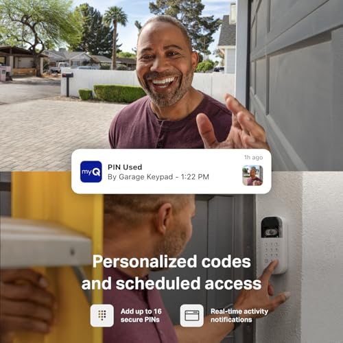 myQ Smart Garage Door Video Keypad with Wide-Angle Camera,Customizable PIN Codes