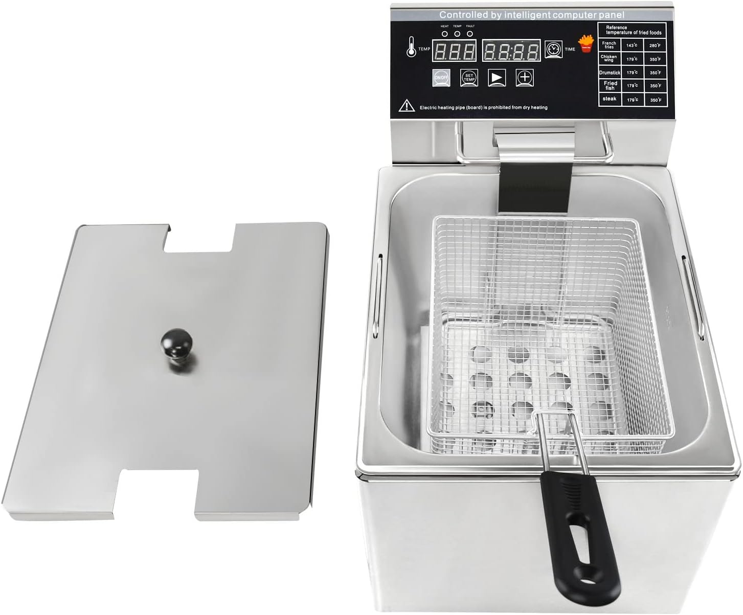 Electric Deep Fryer with Basket and Lid Capacity 8L Electric Deep Fryer with Intelligent Temperature Control for Home Kitchen and Restaurant 1800