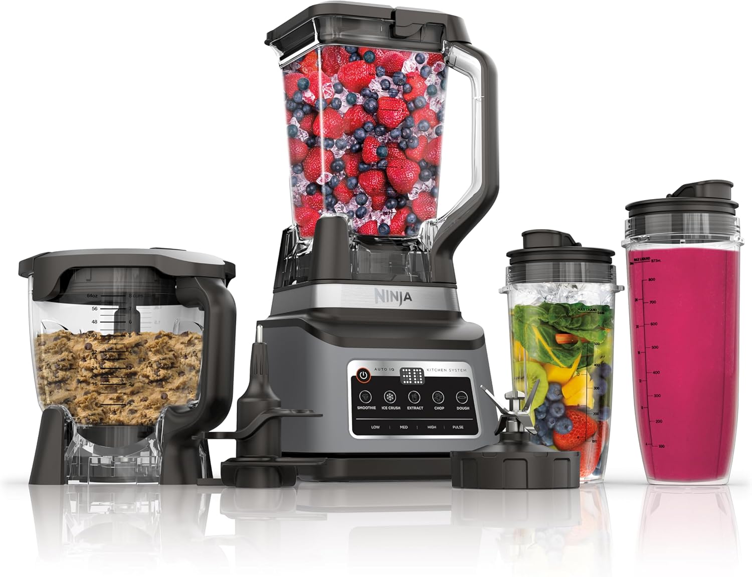 Ninja BN801 Professional Plus Kitchen System, 1400 WP, 5 Functions for Smoothies, Chopping, Dough & More with Auto IQ, 72-oz.* Blender Pitcher