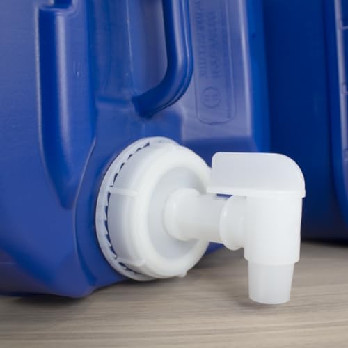 5-Gallon Stackable Water Storage Containers, 5 Gallons Each w/Lids + Spigot, Easy Fill