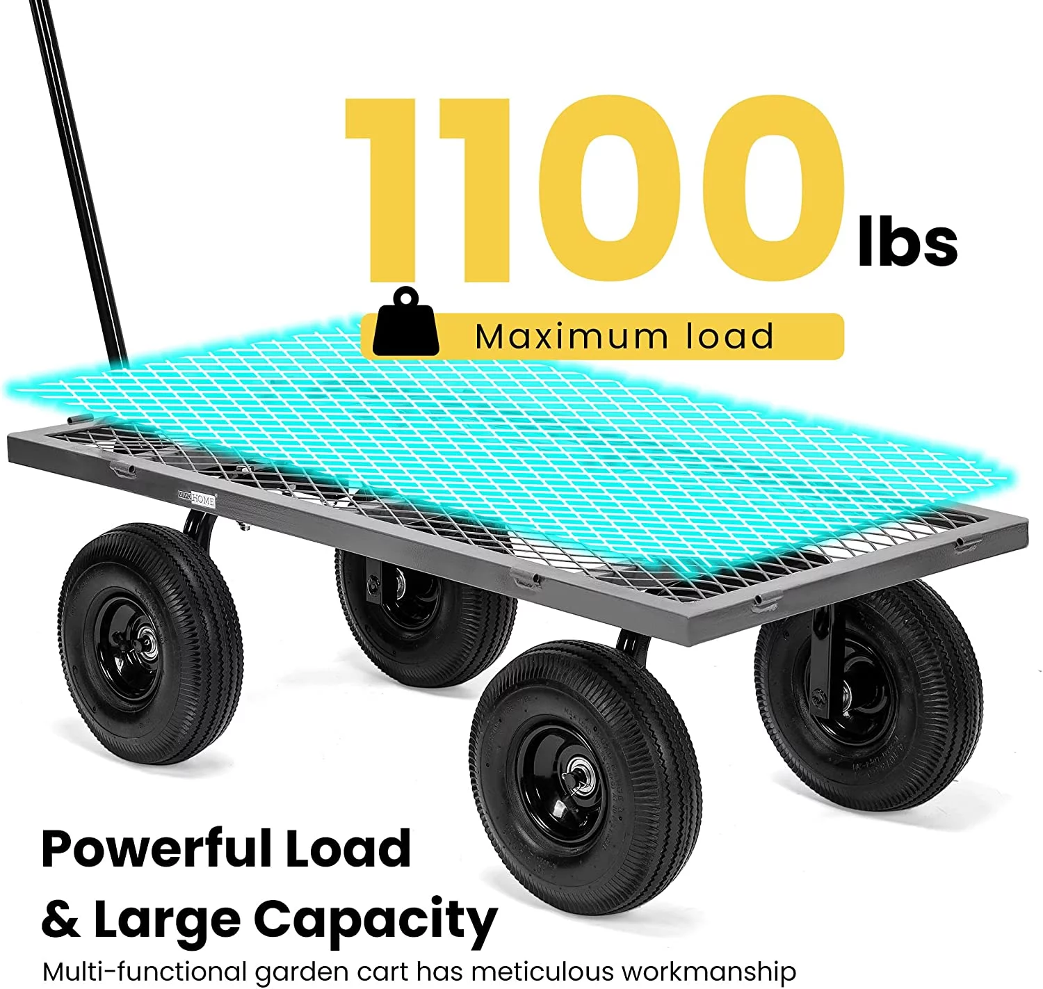 VIVOHOME Heavy Duty Mesh Steel Garden Cart 880 Lbs, Folding Utility Wagon with 10 Inch Wheels, Grey - Curated Treasures Market