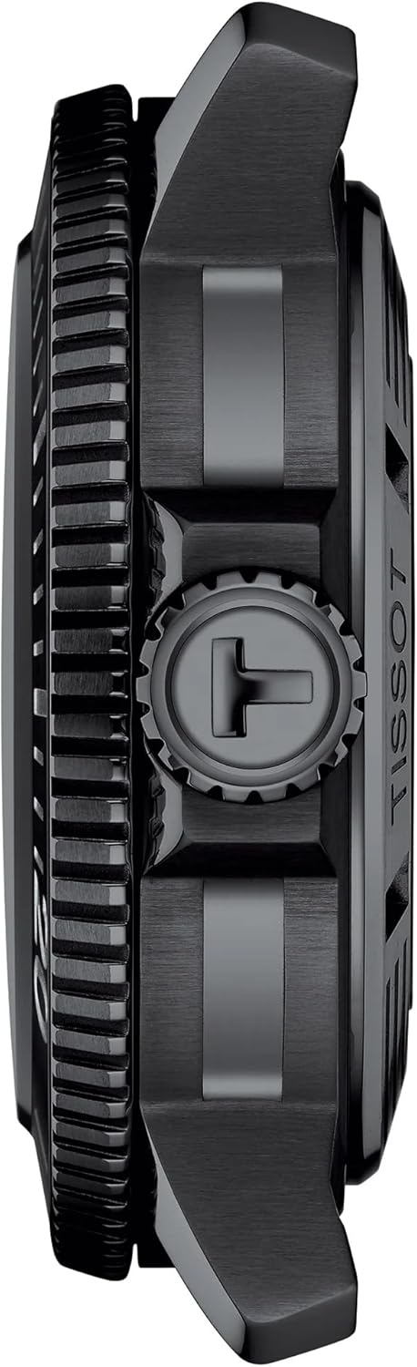 Tissot Mens Seastar 2000 Professional Powermatic 80 316L Stainless Steel case with Black PVD Coating Automatic Watch, Blue/Black, Rubber