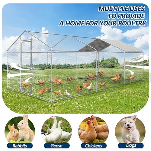 COVERONICS Metal Chicken Coop Run - Outdoor Large Chicken Coop with Waterproof Cover and Security Lock