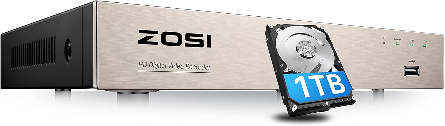 ZOSI H.265+ 5MP Lite 8 Channel Hybrid 4-in-1 HD TVI CCTV DVR