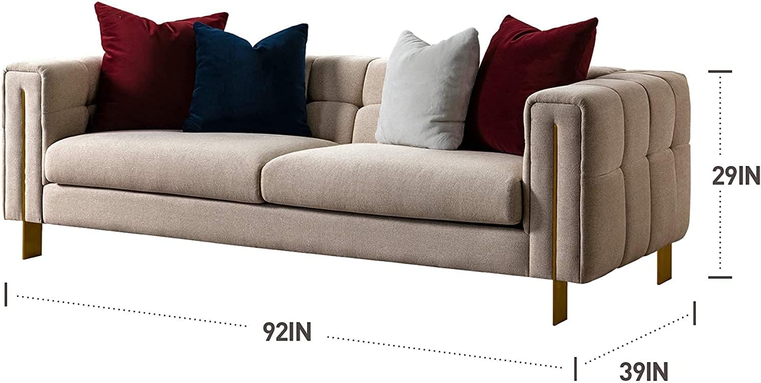 Acanva Modern Living Room Sofa Linen-Like Straight Arm, 69 W Loveseat, Beige