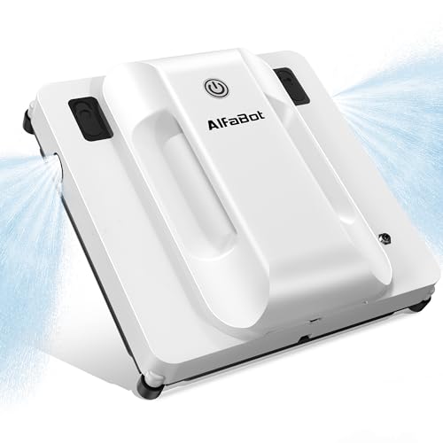 AlfaBot Window Cleaning Robot, 4500PA High Suction Power Window Cleaner with Dual Water Spray,3.0 Path Planning, Edge Detection Technology