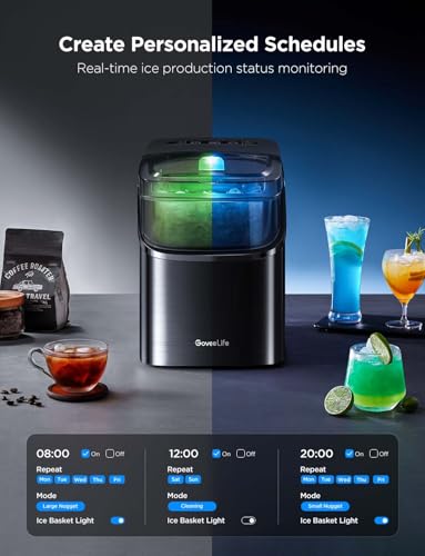GoveeLife Smart Ice Maker Countertop, Portable Ice Machine with Voice Control, 9 Ice Cubes in 6 Minutes 3 Sizes, 26lbs/24Hrs