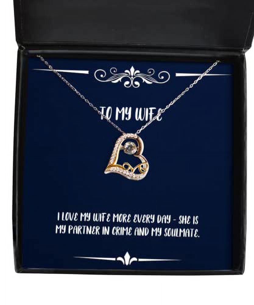 Epic Wife Gifts, I love my wife more every day - she is my partner in crime, Unique Idea Holiday Love Dancing Necklace From Wife, , Funny Jewelry