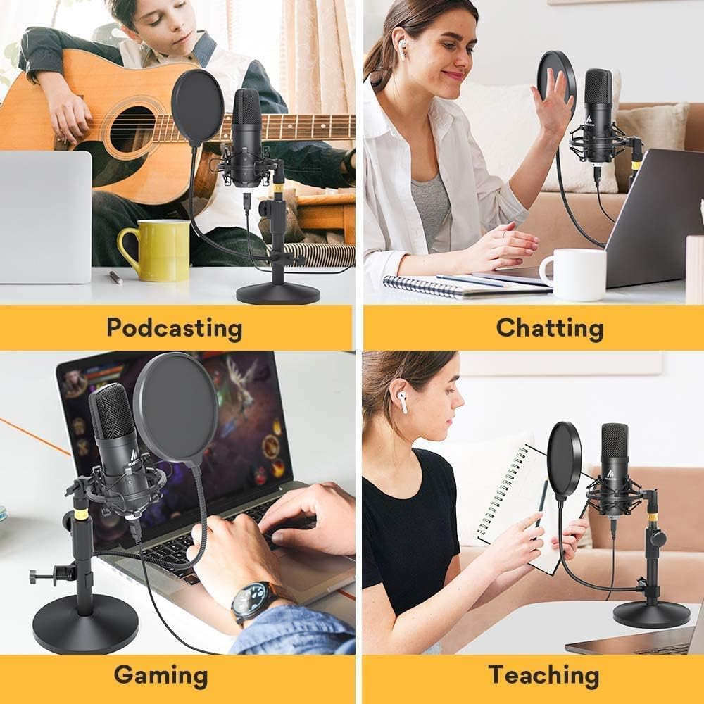 USB Microphone Kit 192KHZ/24BIT with Aluminum Organizer Storage Case MAONO PC Condenser Podcast Streaming Cardioid Mic Plug & Play for Computer