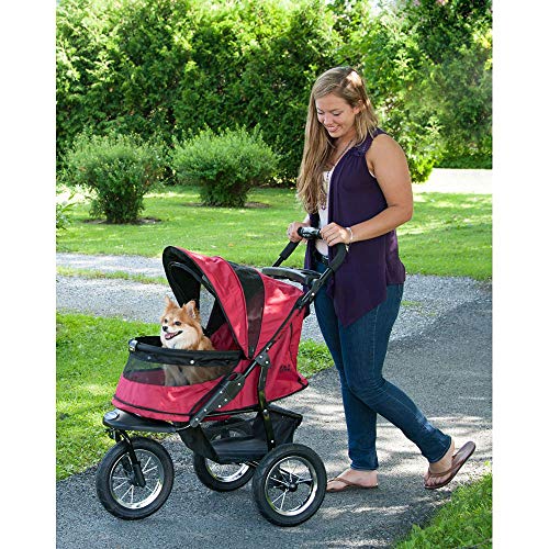 Pet Gear No-Zip Jogger Pet Stroller for Cats/Dogs, Zipperless Entry, Airless Tires, Easy One-Hand Fold, Cup Holder + Storage Basket, Navy