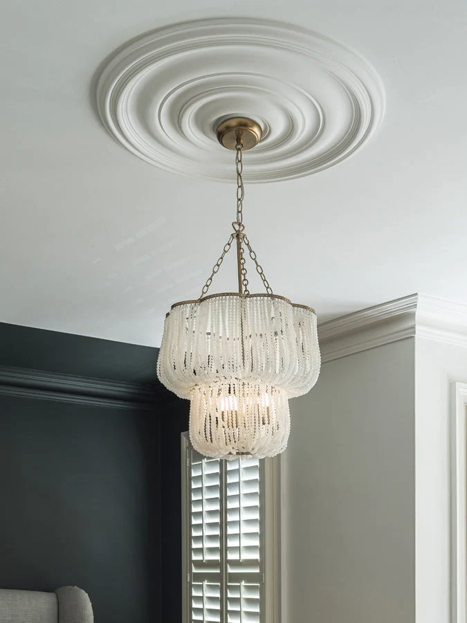 Pello - 4 light white scalloped chandelier