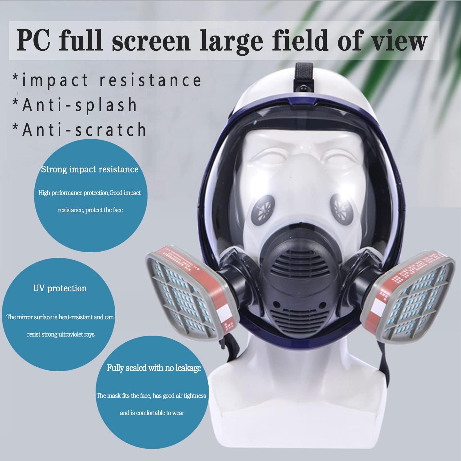 19 IN 1 Full Face Respirator Reusable Full Face Wide Field of View For Gas Respirator Painting Welding Woodworking Other Work Protection