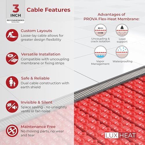 25sqft Electric Radiant Floor Heating System - 120v Under Floor Heating System Includes UDG4 Programmable Thermostat w/GFCI, Heater Cable