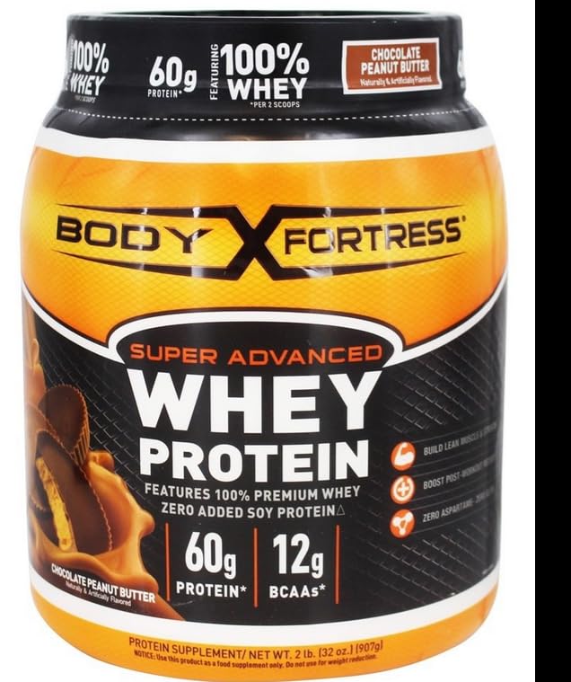 Body Fortress 100% Whey, Premium Protein Powder, Chocolate, 1.78lbs (Packaging May Vary) & 100% Whey, Premium Protein Powder, Strawberry