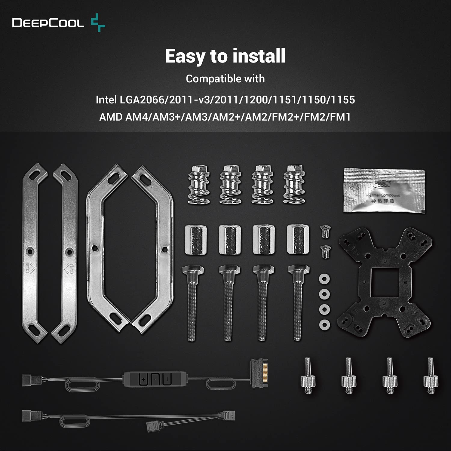 DEEPCOOL GAMMAXX GT A-RGB, CPU Air Cooler, SYNC A-RGB Fan and Black Top Cover, Cable or Motherboard Control Supported, 4 Heatpipes, 120mm A-RGB Fan