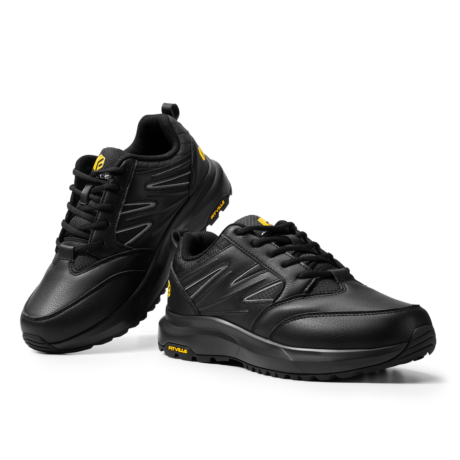 FitVille Mens Wide Hiking Shoes Outdoor Work Shoes Trails Sneakers with Arch Support - Sturdy Core - Curated Treasures Market