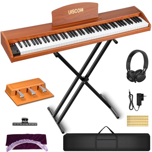 Digital Piano Keyboard for Beginners,Full Size 88 Key Semi-Weighted Keyboard Electric Piano with Stand,Power Adapter,Sheet Music Stand,Pedal