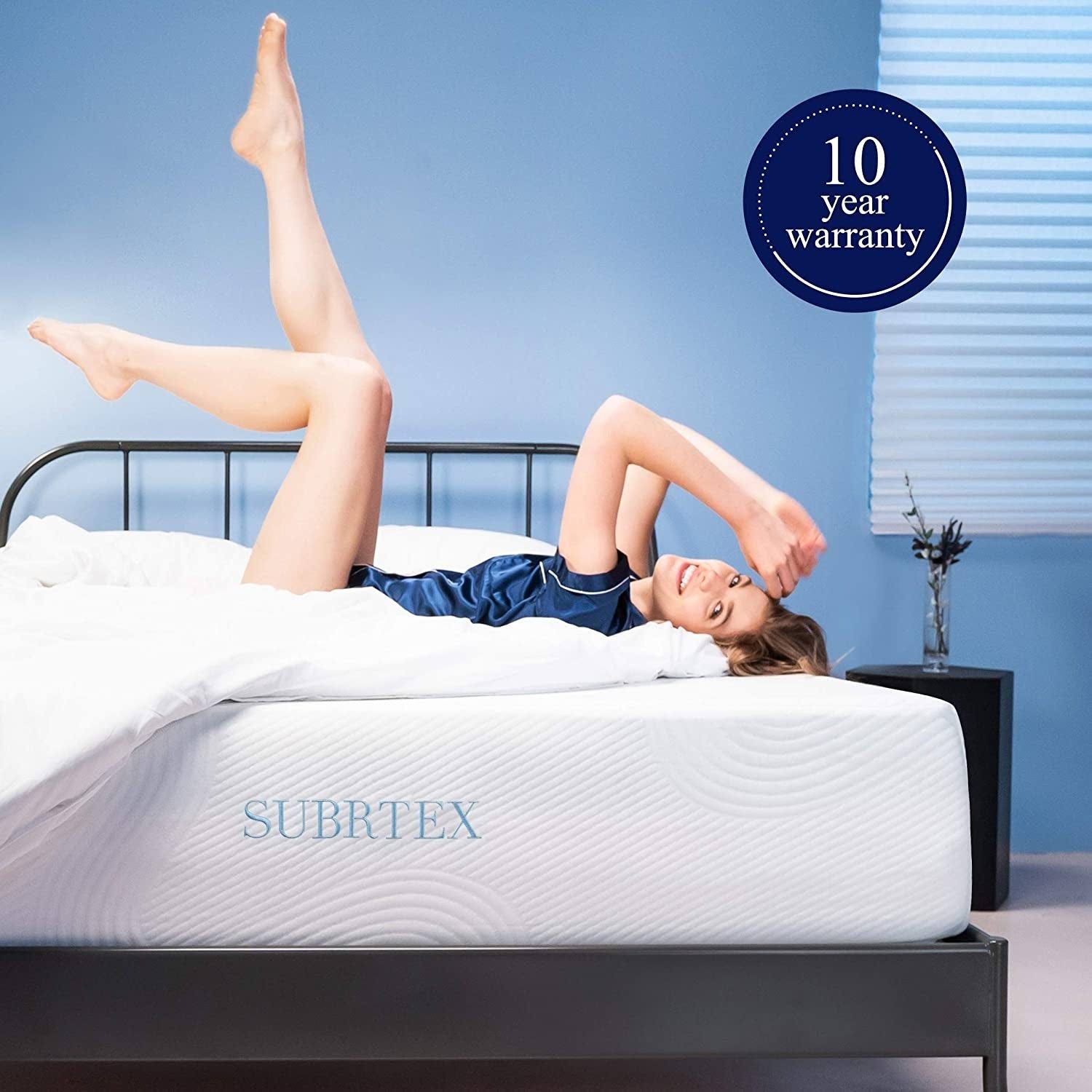 Subrtex 8 inch Gel-Infused Memory Foam Bed Mattress with Cover - Twin
