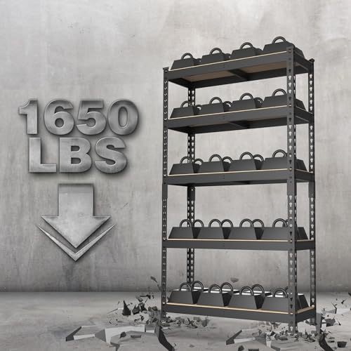 WORKPRO 5-Tier Metal Shelving Unit, 48”W x 24”D x 72”H, Heavy Duty Adjustable Storage Rack, 4000 lbs Load Capacity (Total), for Garage, Basement