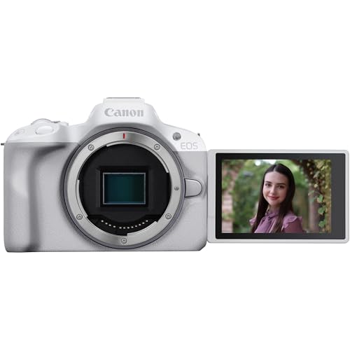 Canon EOS R50 Mirrorless Camera (White) with RF-S 18-45mm F4.5-6.3 is STM Lens 5812C012 Bundle with Deco Gear Photography Bag + 2 x Battery + 2 x