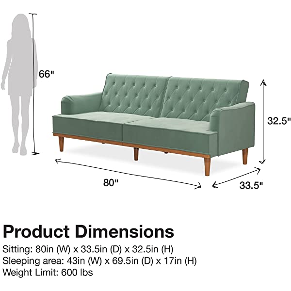 Mr. Kate Stella Vintage Convertible Sofa Bed Futon, Tan Linen