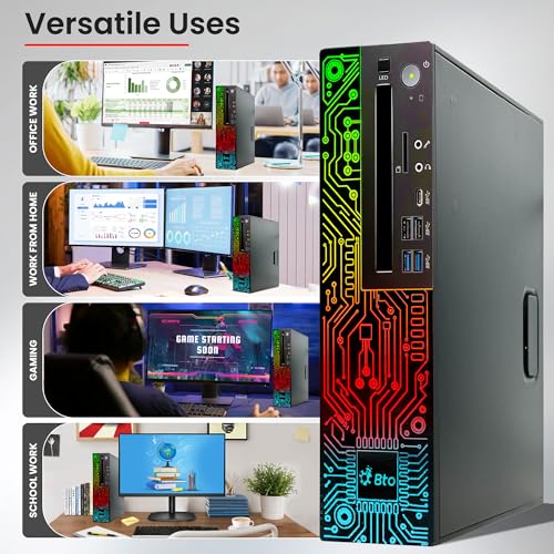 BTO RGB Gaming Desktop PC – Intel i5 8th Gen Processor – 16GB Ram – 512GB SSD – NVIDIA GeForce GT 1030 DDR5 – New 24 inch Monitor – WiFi – Windows 11