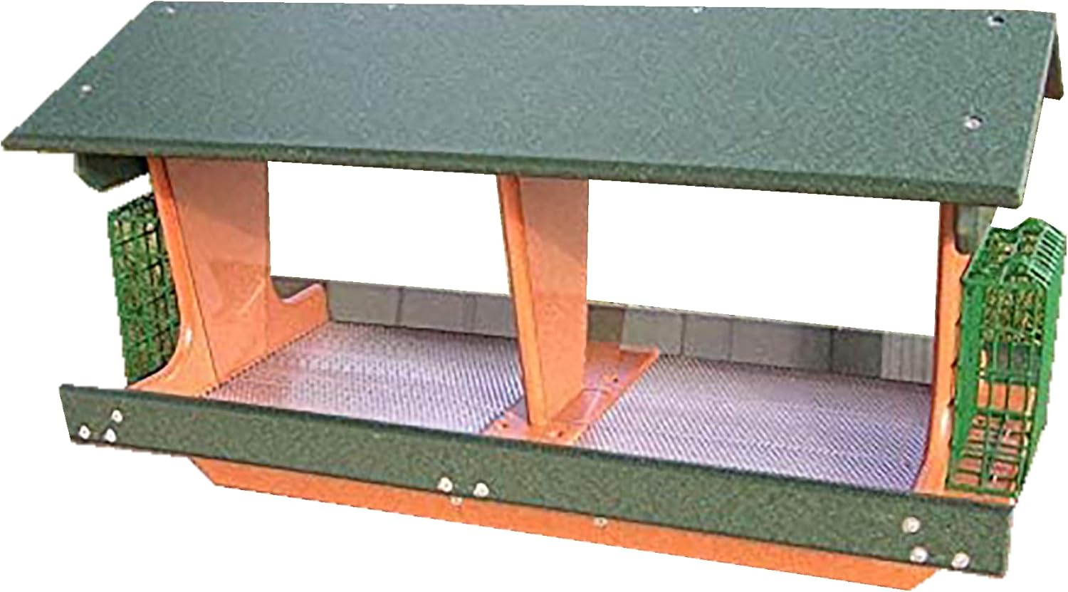 DutchCrafters Poly Plastic Large Double Hopper Bird Feeder with Two Suet Cake Holders, Outdoor Bird Feeder