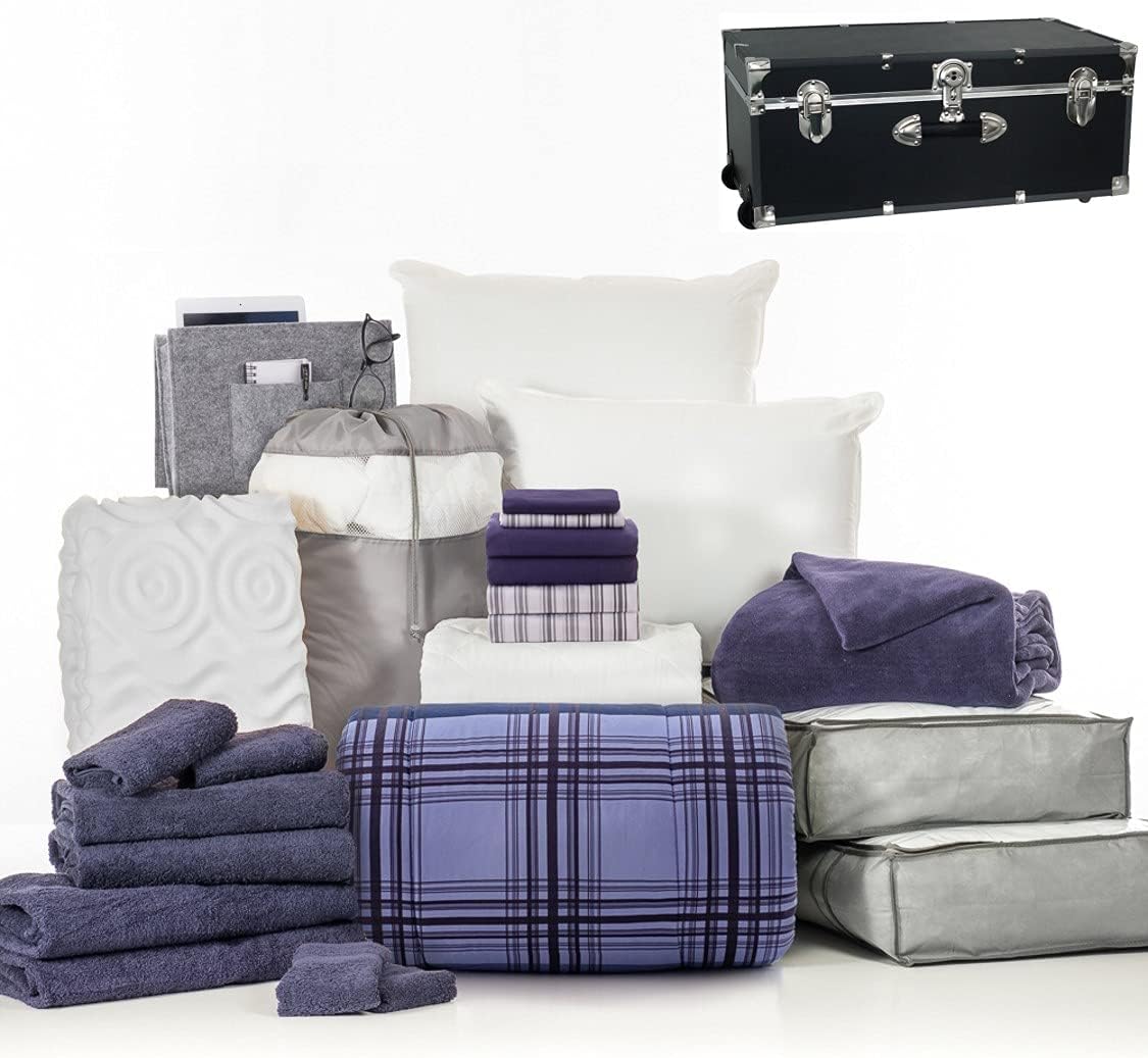 OCM College Dorm Room 25-Piece Complete Campus Pak Trunk Bundle | Twin XL Bedding
