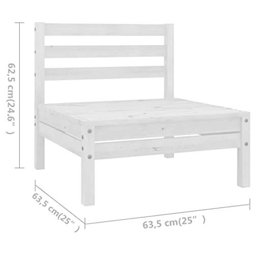 8 Piece Patio Lounge Set Solid Pinewood White,Rustic Wooden Lounge Set for Outdoor Relaxation and Gatherings Patio Furniture Sets