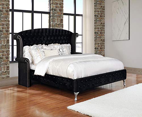 Deanna Tufted Upholstered Bed Black, Queen
