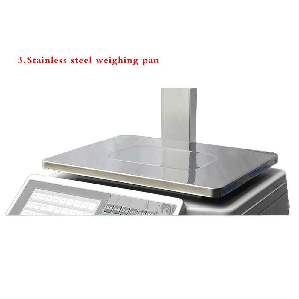 Price Computing Scale with Thermal Label Printer Up to 66lb Weighing Range Pole Display Scale for Supermarket (with Mobile APP) Electronic Weight