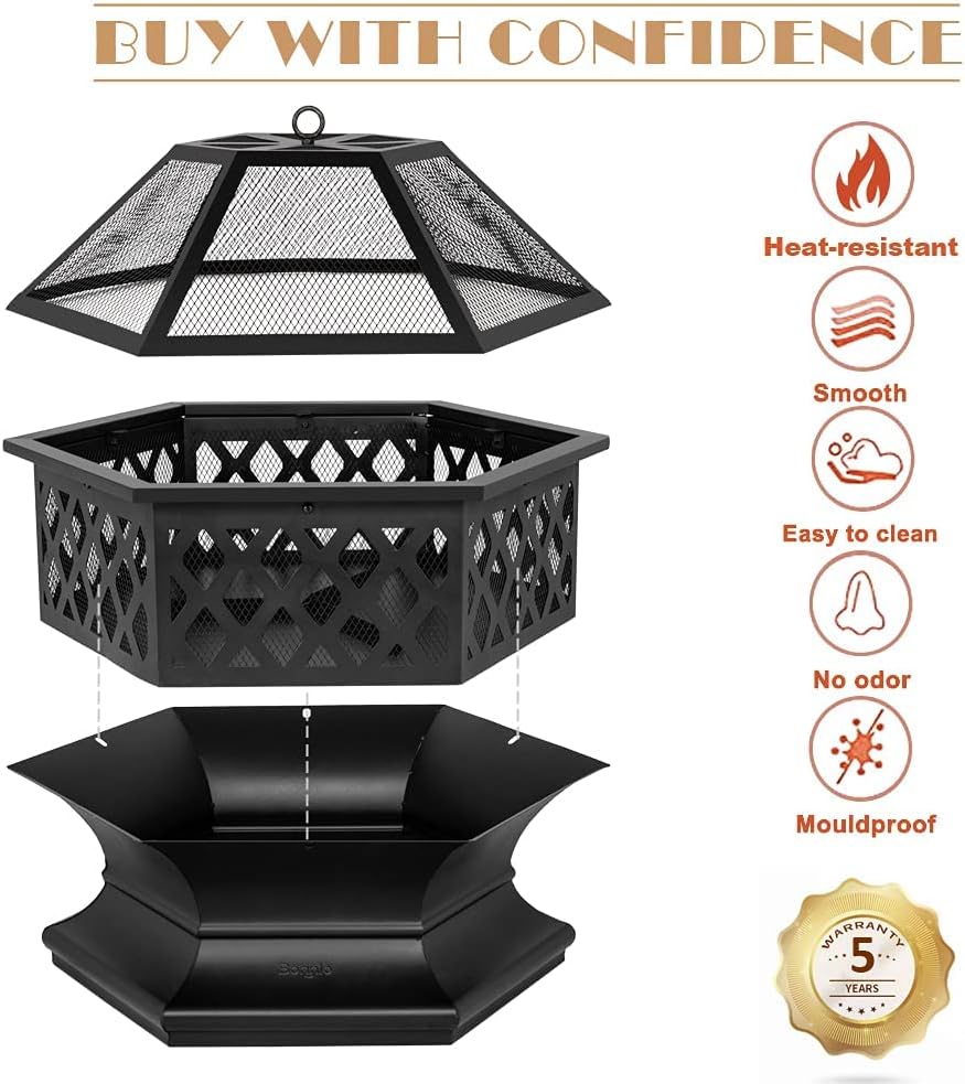 Bonnlo Portable Fire Pit 24''