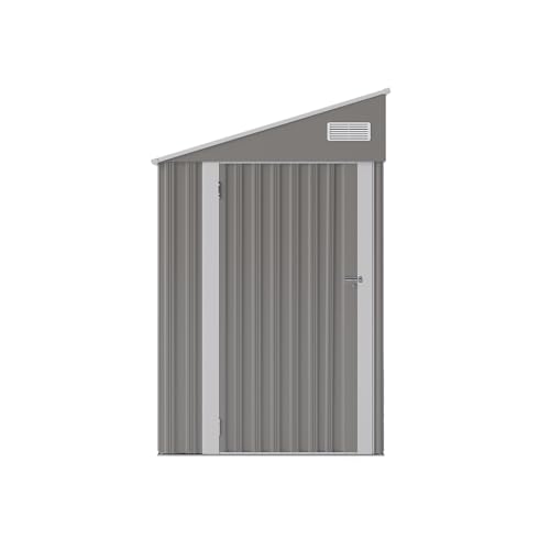 4×8 FT Outdoor Metal Storage Shed,Heavy-Duty Lean to Storage Shed with Floor Base,Garden Tool Metal Storage House W/Lockable Door and 2 Air Vents
