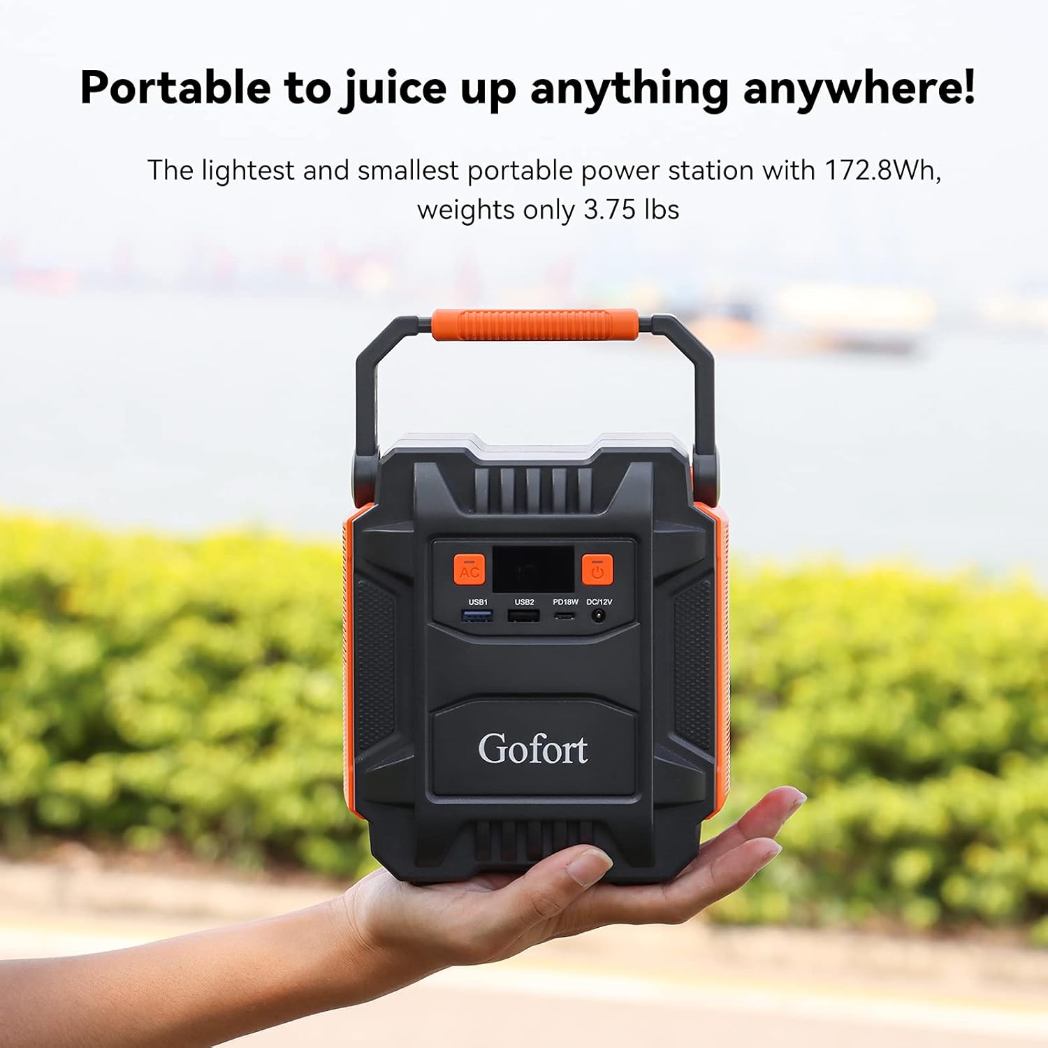 GOFORT Portable Power Station 48000mAh/172.8Wh 200W(Peak 400W) 110V AC Outlets Portable Solar Generators (Solar Panel Not Included) CPAP Battery