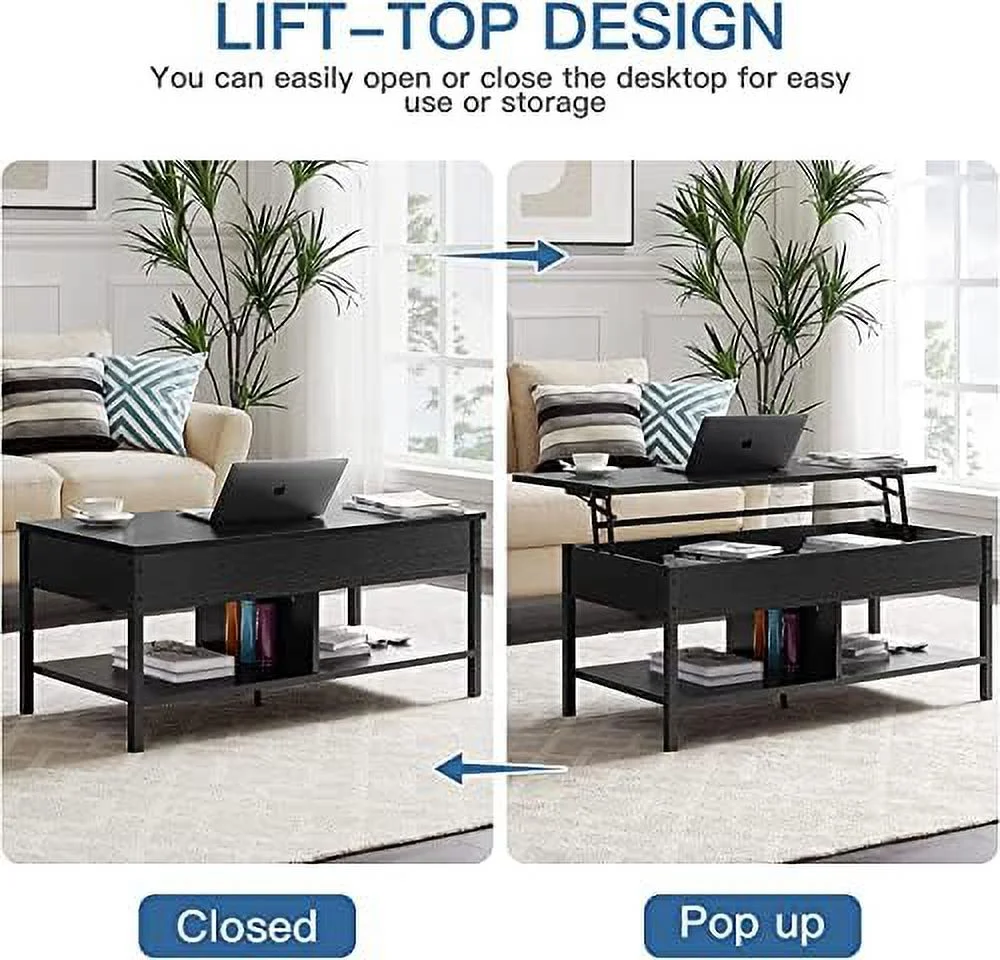 KHBIULIFE Lift Top Coffee Table 3 in 1 Multi- with Hidden Compartment and   Wood Lifting Center Table Convertible Coffee Table to Dining Table for