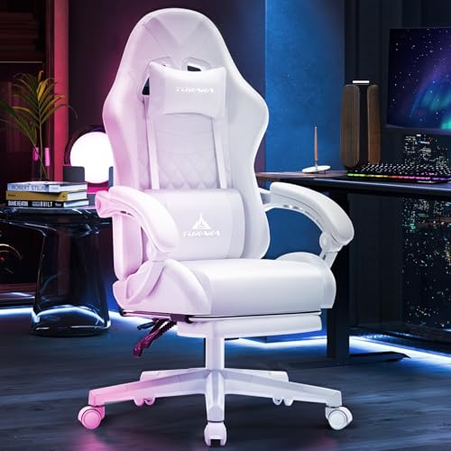 Gaming Chair,Ergonomic Massage Computer Office Desk Chair with Footrest,Pocket Spring Cushion