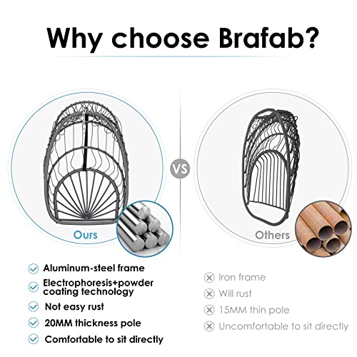 Brafab Hanging Egg Chair with Stand and Footrest, Wicker Egg Swing Chair Indoor Outdoor Aluminum-Steel Frame and UV Resistant Cushion