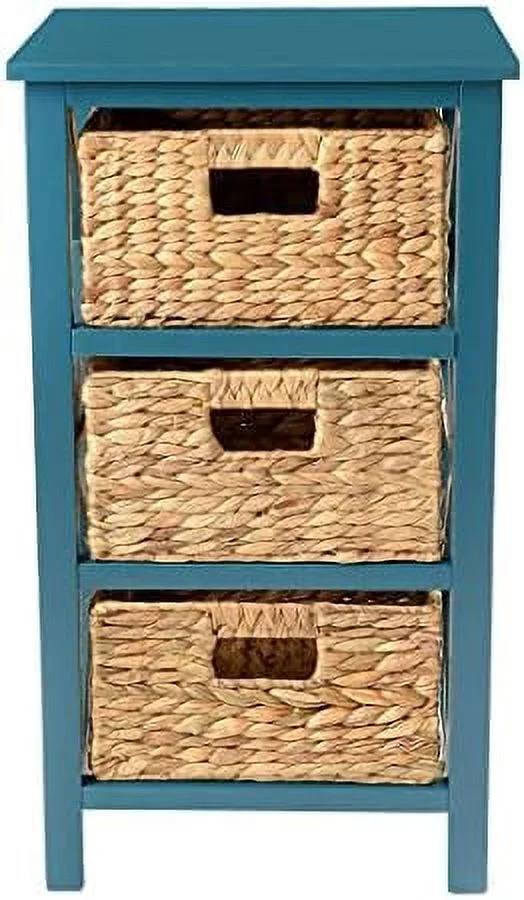 GVJMTKP 3 Tier X-Side End  Cabinet with 6 Wicker Baskets  White - Curated Treasures Market
